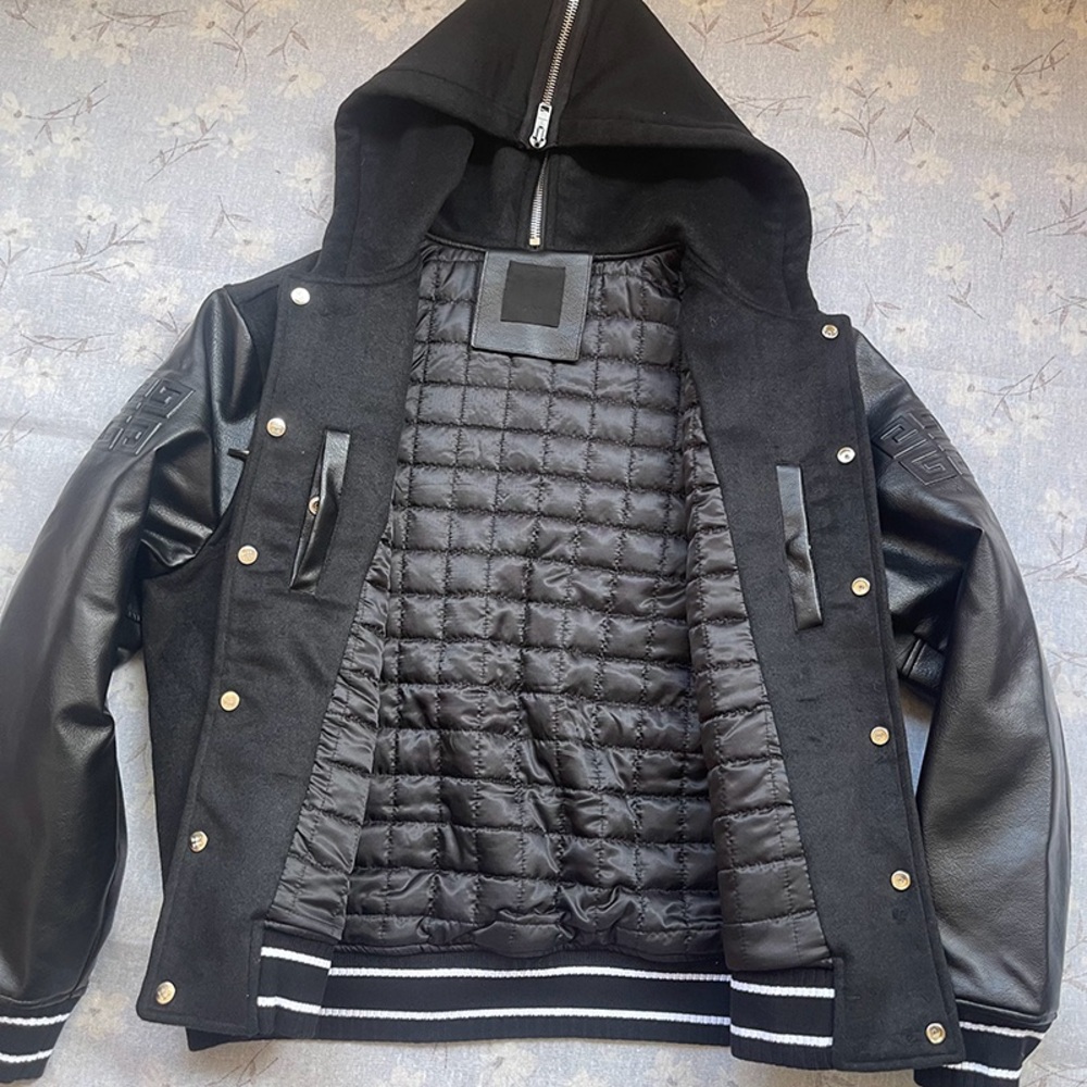 Givenchy Black Varsity Jacket with Leather Sleeves - Picture 8 of 12